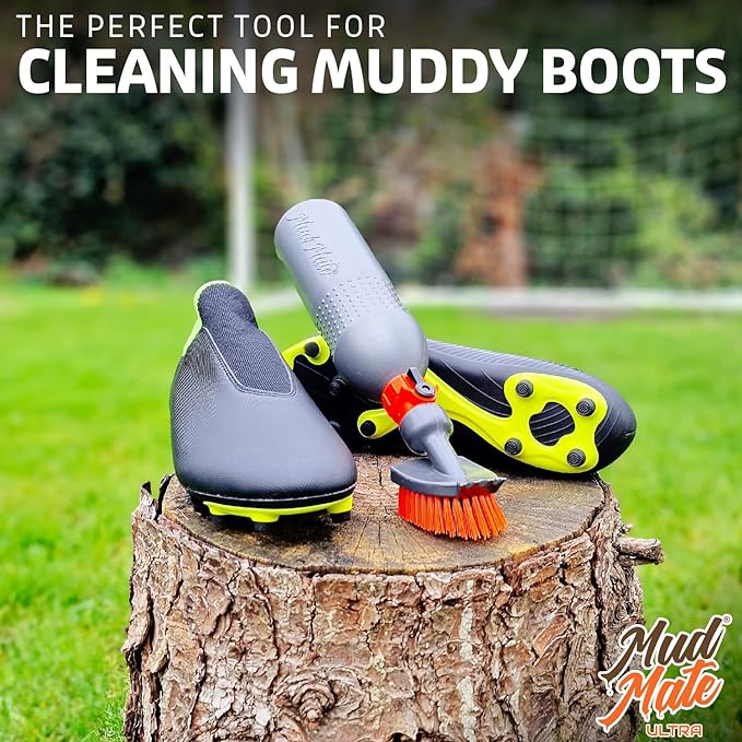 Mud Mate Ultra Boot Brush Cleaning Kit - with Extra Stiff Bristles for Muddy Boots & Outdoor Footwear - Can Be Added to Garden Hoses - Clean Football Boots, Wellies, Work Boots & More
