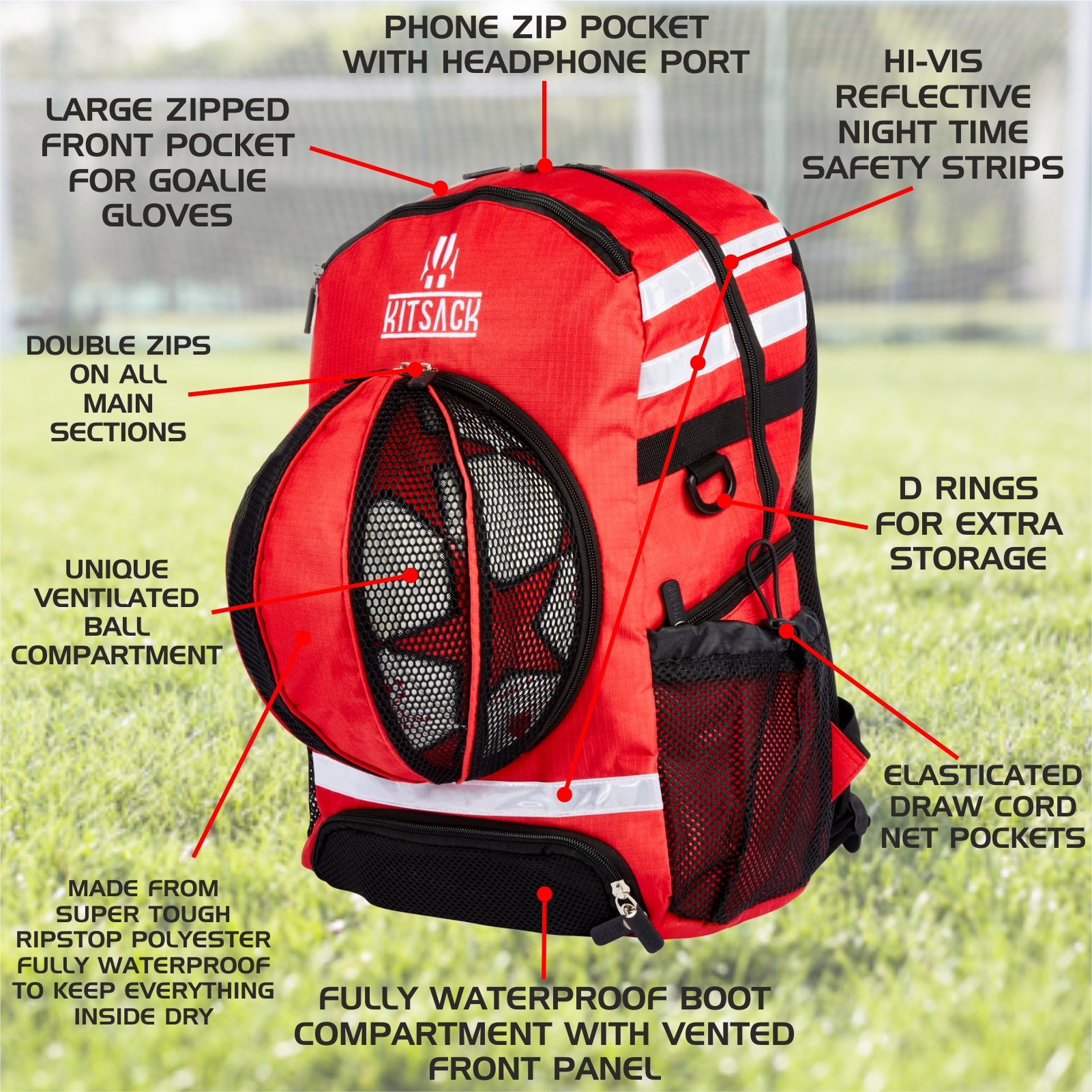 Red Football Rucksack – KITSACK